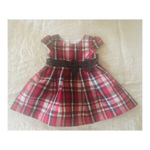 Carters Christmas Holiday Dress Lined Baby Girls 3 months Black & Red Plaid